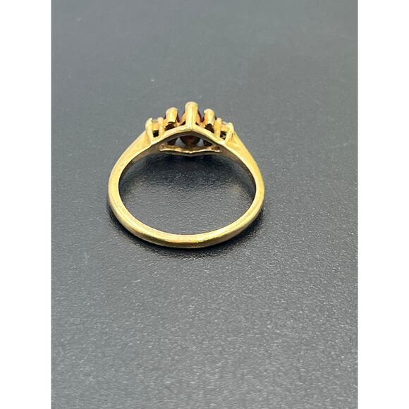 Tru Glo Vintage 14K Gold 3-Stone Ruby Diamond Accents Trilogy Ring Size 7 - Picture 11 of 14